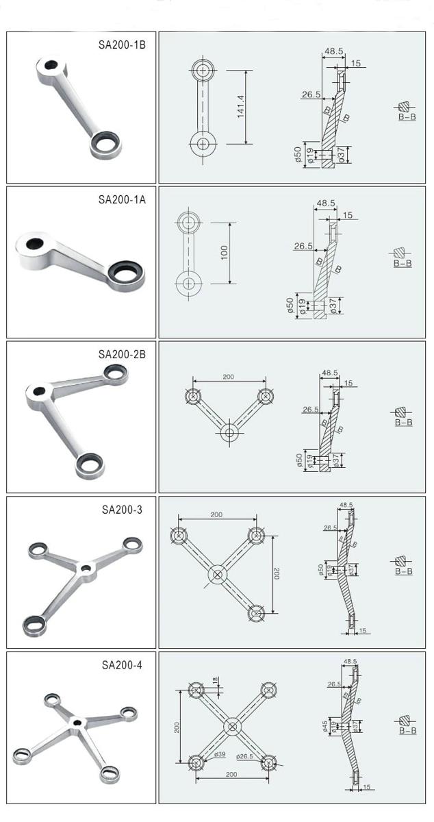  glass Spider Joint Fitting with 4 legs